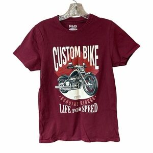 R&B Boy's Graphic Tee "Custom Bike" Short Sleeve Size 13-14